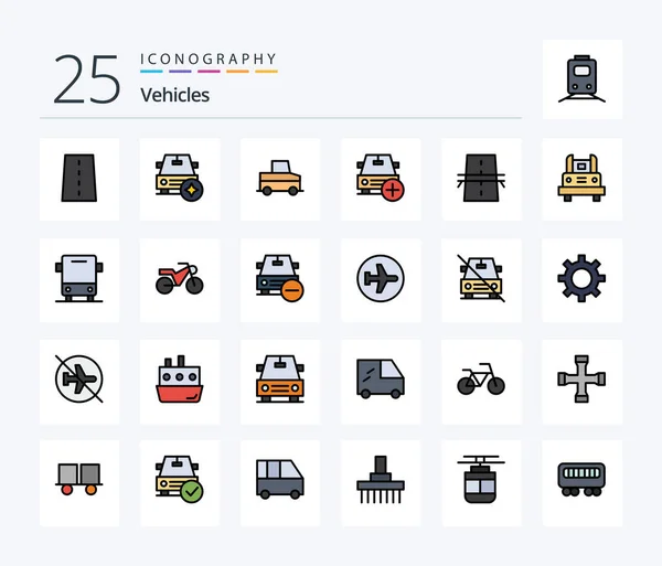 Vehicles Line Filled Icon Pack Including Bridge Vehicles More Add — Vector de stock