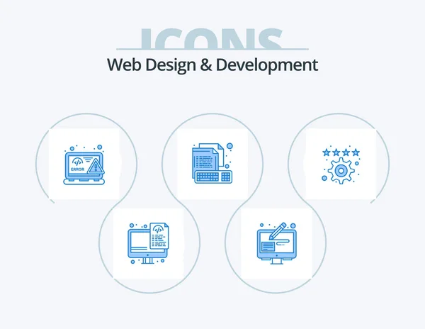 Web Design Development Blue Icon Pack Icon Design File Creative — Stok Vektör