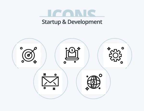 Startup Develepment Line Icon Pack Icon Design Fly Time Space — Vetor de Stock