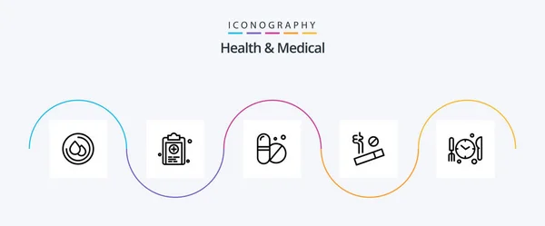 Health Medical Line Icon Pack Including Time Pills Dnner Smoking — Image vectorielle