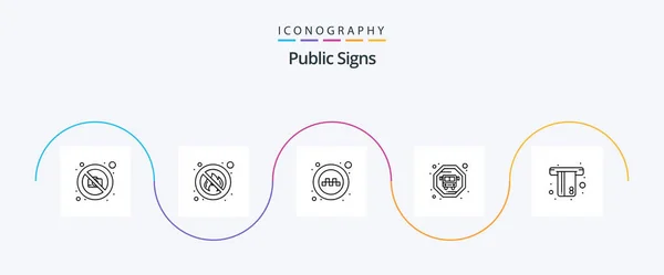 Public Signs Line Icon Pack Including Credit Card Public Atm — Wektor stockowy