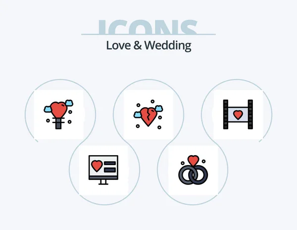 Love Wedding Line Filled Icon Pack Icon Design Valentines Day — Stockvector