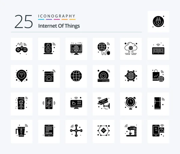 Internet Things Solid Glyph Icon Pack Including World Iot Iot — Vettoriale Stock