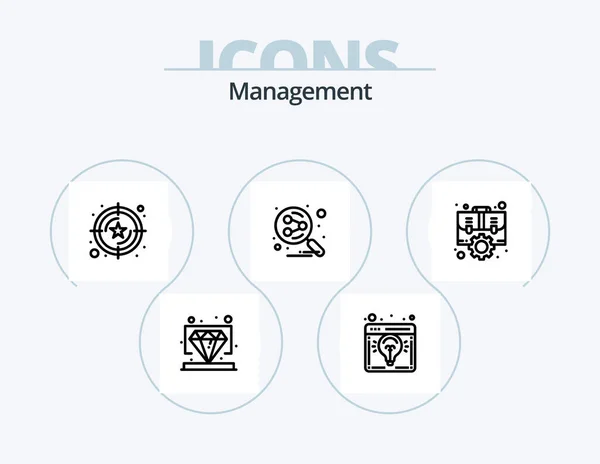 Management Line Icon Pack Icon Design Light Creative Light Bulb — Image vectorielle