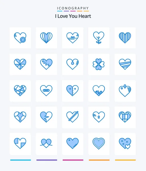 Creative Heart Blue Icon Pack Heart Gift Favorite — Image vectorielle