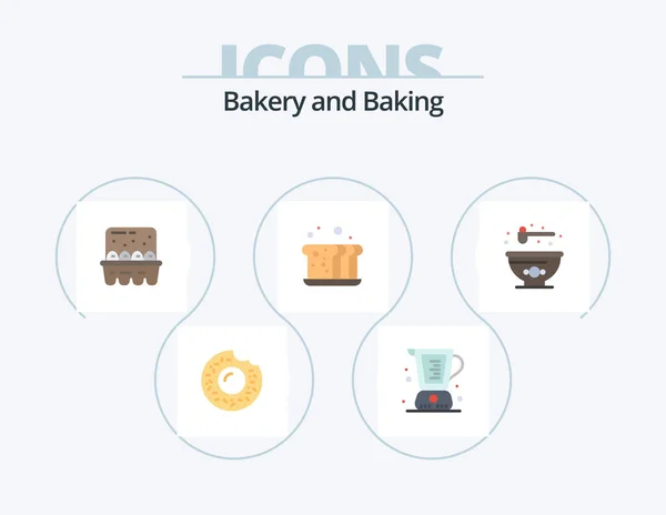 Baking Flat Icon Pack Icon Design Food Baking Bread Bakery — Stockvektor