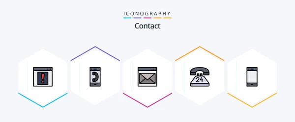 Contact Filledline Icon Pack Including Contact Call Outgoing Anytime Email — Stockový vektor