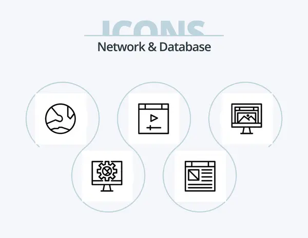 Network Database Line Icon Pack Icon Design Network Connection Setting — Stok Vektör