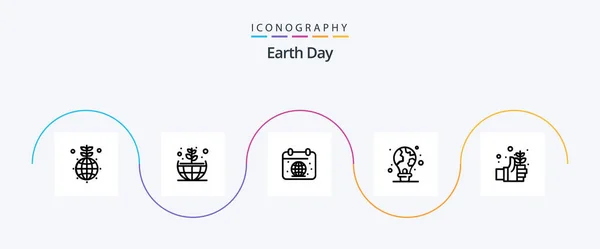 Earth Day Line Icon Pack Including Earth Light Bulb Day — 图库矢量图片