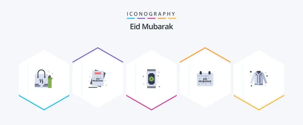 Eid Mubarak Flat Icon Pack Including Mubarak Calendar Mubarak Eid — 图库矢量图片