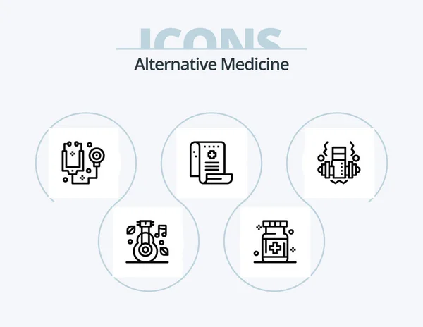 Альтернативна Медицина Лінія Іконок Пакет Дизайн Іконок Медицини Охорона Здоров — стоковий вектор