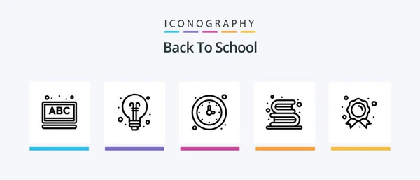 Back School Line Icon Pack Including Library Books Lab Back — Archivo Imágenes Vectoriales