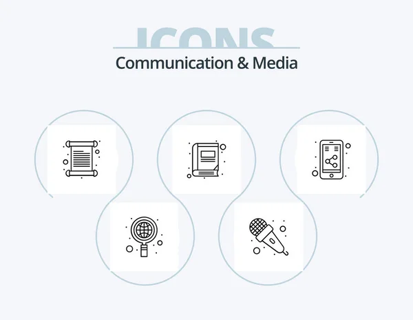 Communication Media Line Icon Pack Icon Design Video Tower Communication — Stockvektor
