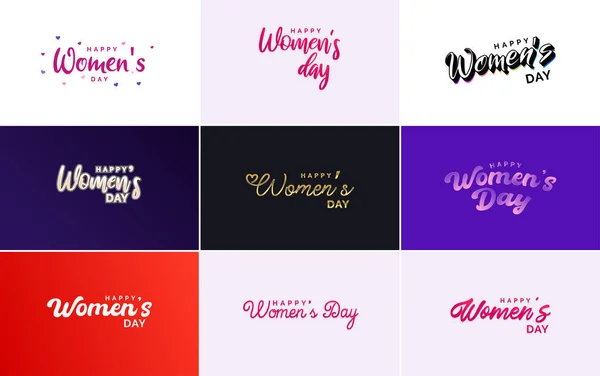 International Women Day Vector Hand Written Typography Background — Διανυσματικό Αρχείο