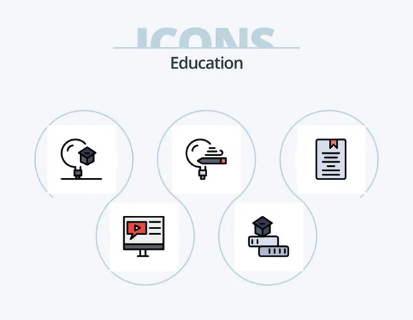 Education Line Filled Icon Pack Icon Design Email Communication School — Wektor stockowy