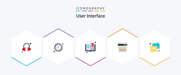 User Interface Flat Icon Pack Including Communication Open Chat Page — Archivo Imágenes Vectoriales