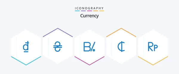 Currency Blue Icon Pack Including Indonesian Currency Idr Ghanaian — Vector de stock