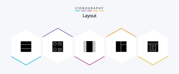 Layout Glyph Icon Pack Including Horizontal Web Dropdown — Stockvector