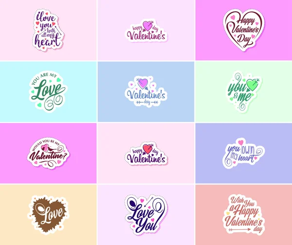 Valentine Day Graphics Stickers Show Your Love Care — Stock vektor