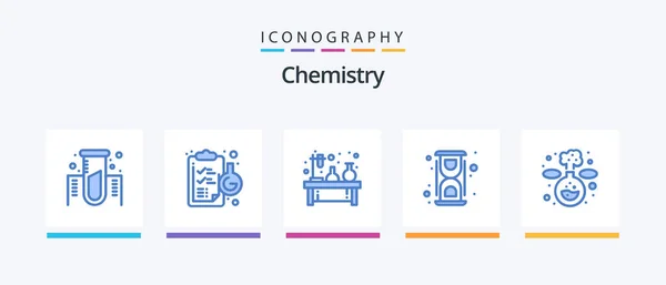 Chemistry Blue Icon Pack Including Process Laboratory Chemistry Lab Lamp — Vetor de Stock