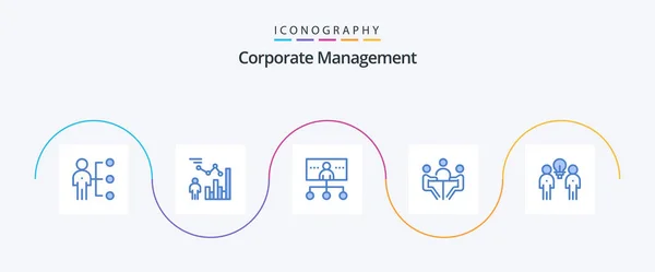 Corporate Management Blue Icon Pack Including Conference Business Management Organization — Stock Vector