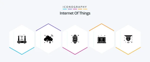 Internet Things Glyph Icon Pack Including Wifi Internet Things Iot — Διανυσματικό Αρχείο