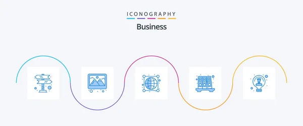 Business Blue Icon Pack Including Light Bulb Earth History Archive — Stok Vektör