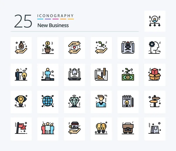 New Business Line Filled Icon Pack Including Achievement Hand Pot — Archivo Imágenes Vectoriales