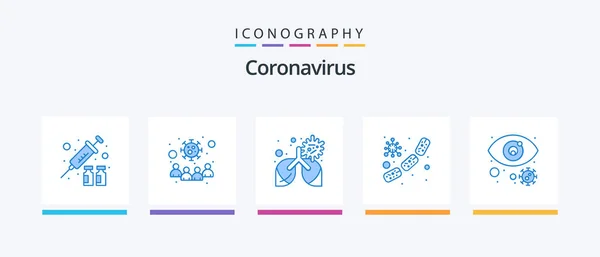Coronavirus Blue Icon Pack Including Blood Microbe Virus Germs Pneumonia — Vector de stock