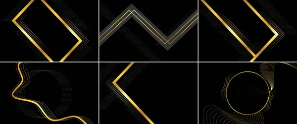 Tile Vector Pattern Golden Ornament Black Background — Stockvector