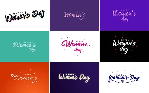 International Women Day Greeting Card Template Floral Design Hand Lettering — Stock vektor