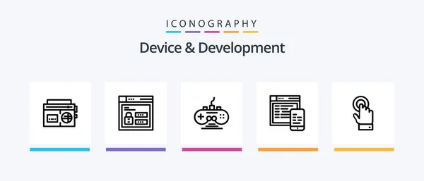 Device Development Line Icon Pack Including Louck Browser Internet Education — Stockvector