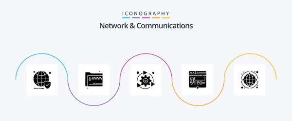 Network Communications Glyph Icon Pack Including Page Edit Documents Options – stockvektor