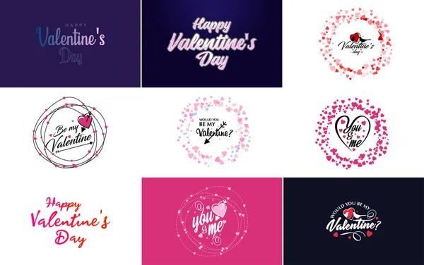 Happy Valentine Day Banner Template Romantic Theme Red Color Scheme — Stock Vector