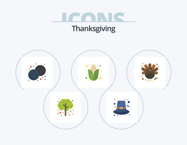 Thanksgiving Flat Icon Pack Icon Design Holiday Thanksgiving Berry Corn — Stock Vector