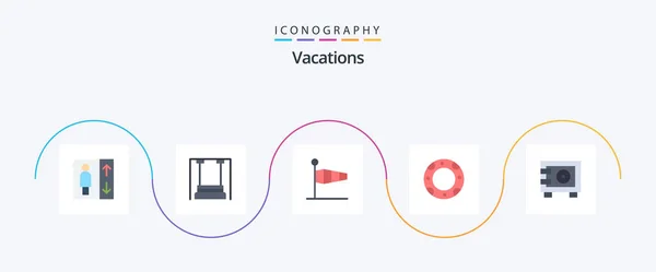 Vacations Flat Icon Pack Including Money Lifebuoy Air Life Wind — Stockvector