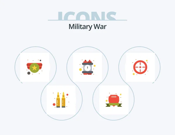 Military War Flat Icon Pack Icon Design Army Army Time — Stock Vector