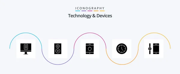 Devices Glyph Icon Pack Including Smart Watch Technology Security Products — Wektor stockowy