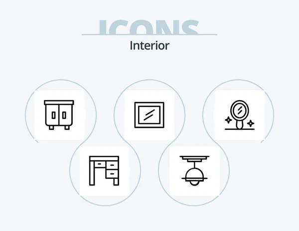 Interior Line Icon Pack Icon Design Window Mirror Interior — Stockový vektor