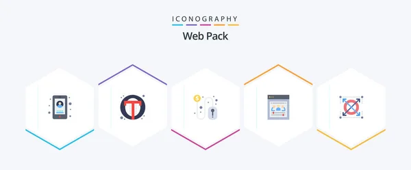 Пакет Плоских Иконок Web Pack Включая Веб Веб Разработчики Web — стоковый вектор