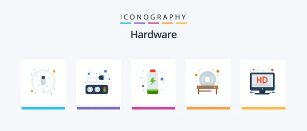 Hardware Flat Icon Pack Including Screen Battery Drive Creative Icons — Wektor stockowy