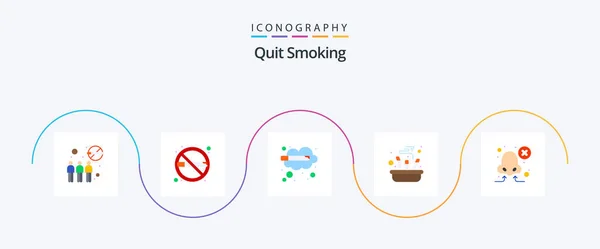 Quit Smoking Flat Icon Pack Including Out Ashtray Cigarette Thinking — Stockvektor