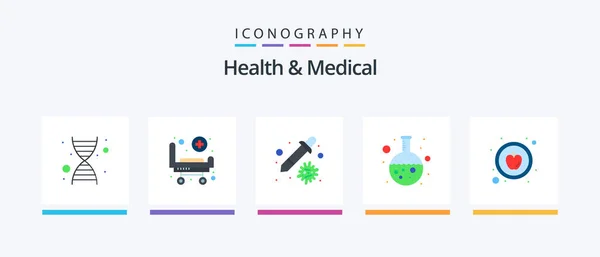 Health Medical Flat Icon Pack Including Healthy Apple Healthcare Research — Vector de stock