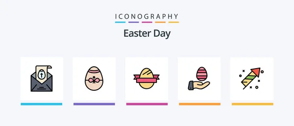 Easter Line Filled Icon Pack Including Easter Day Cake Easter — Stockvektor