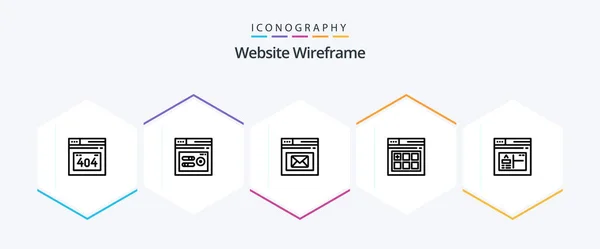 Website Wireframe Line Icon Pack Including Web Browser Mail Application — Image vectorielle