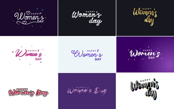 Abstract Happy Women Day Logo Women Face Love Vector Design — Stok Vektör