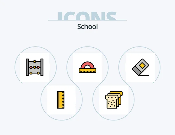School Line Filled Icon Pack Icon Design Magnifying Find Books — Wektor stockowy