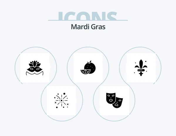 Mardi Gras Glyph Icon Pack Icon Design Weapon Game Carnival — Stock vektor