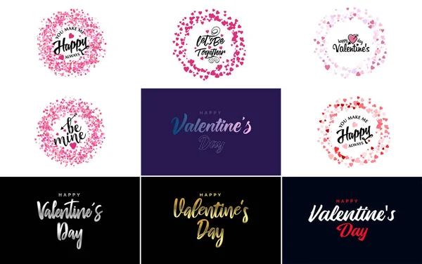 Happy Valentine Day Hand Lettering Calligraphy Text Heart Isolated White — Stockvector