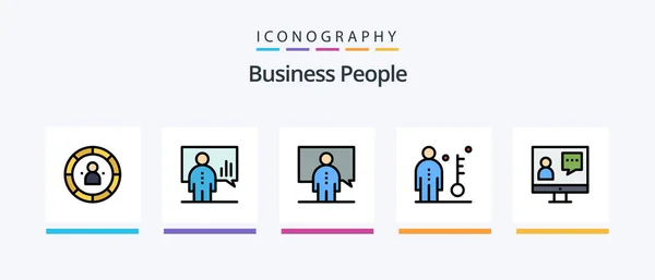 Business People Line Filled Icon Pack Including Lecture Communication Person — Vetor de Stock